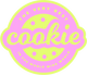 pink and yellow the very best cookie in the whole wide world logo