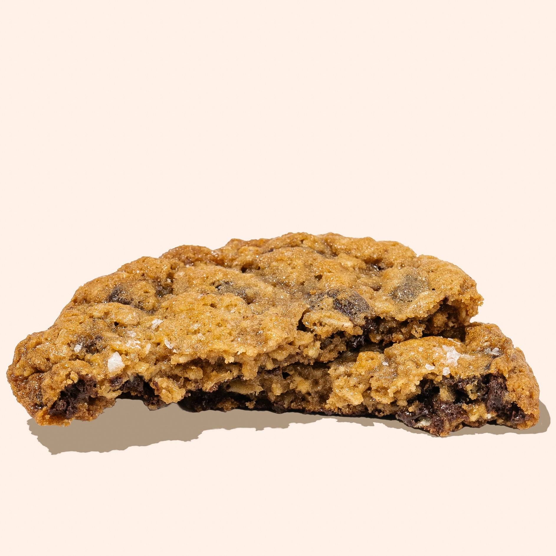 cross section of oatmeal chocolate chip cookie