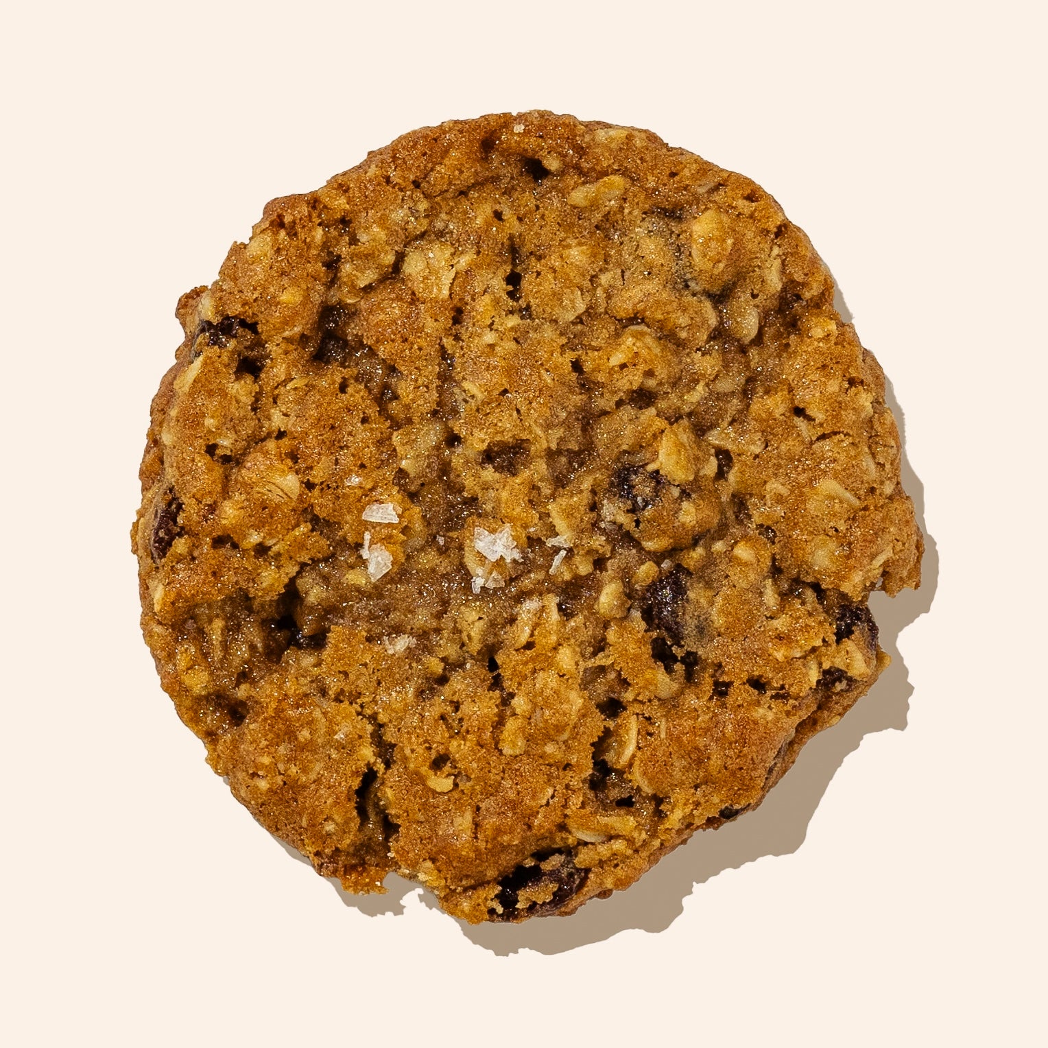 overhead shot of oatmeal raisin cookie