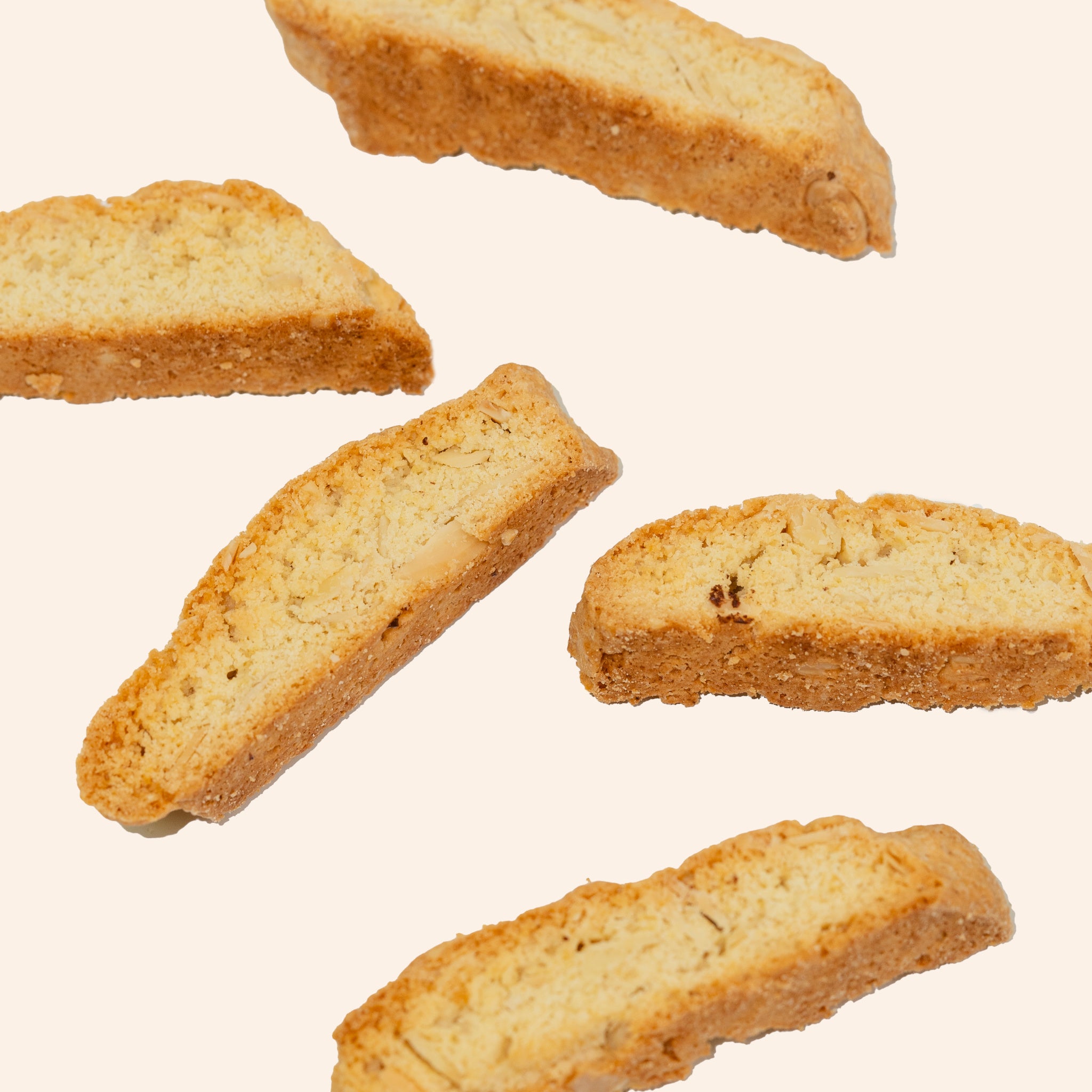almond biscotti suspended in air