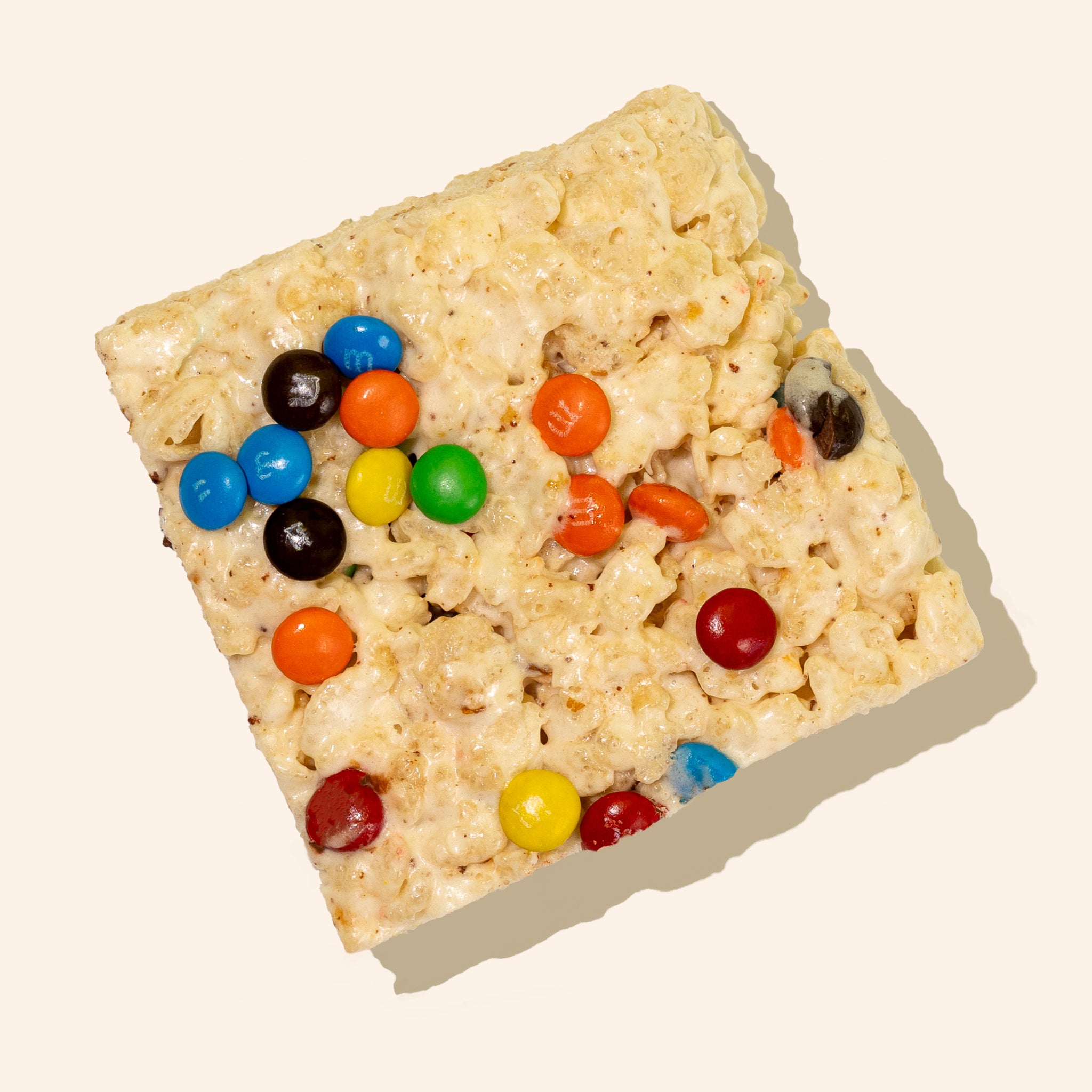 m&m rice cereal treat closeup